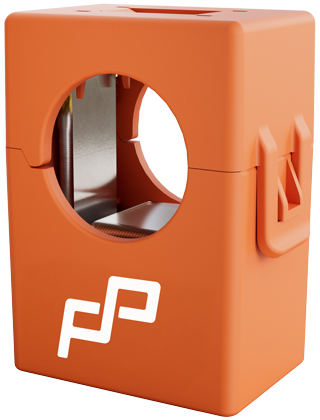 Panoramic Power PAN-12 wireless self-powered sensor clipping onto an electrical panel wire